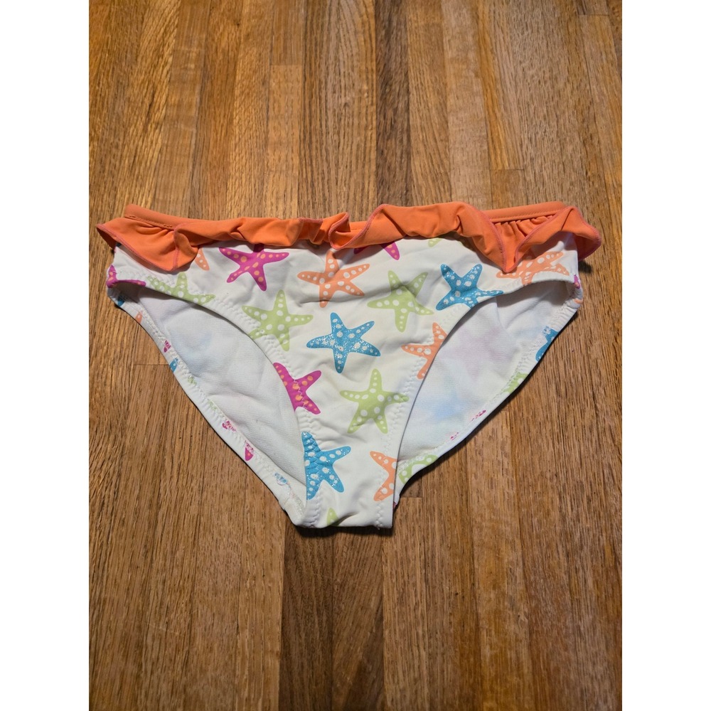 Garnet Hill Kids Girls 10 White Orange Multi Starfish Ruffle Bikini Swim Bottom